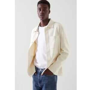 Nwot COS Jacket Men M Cream-Ivory Relaxed Fit Chore Workwear-Style Cotton